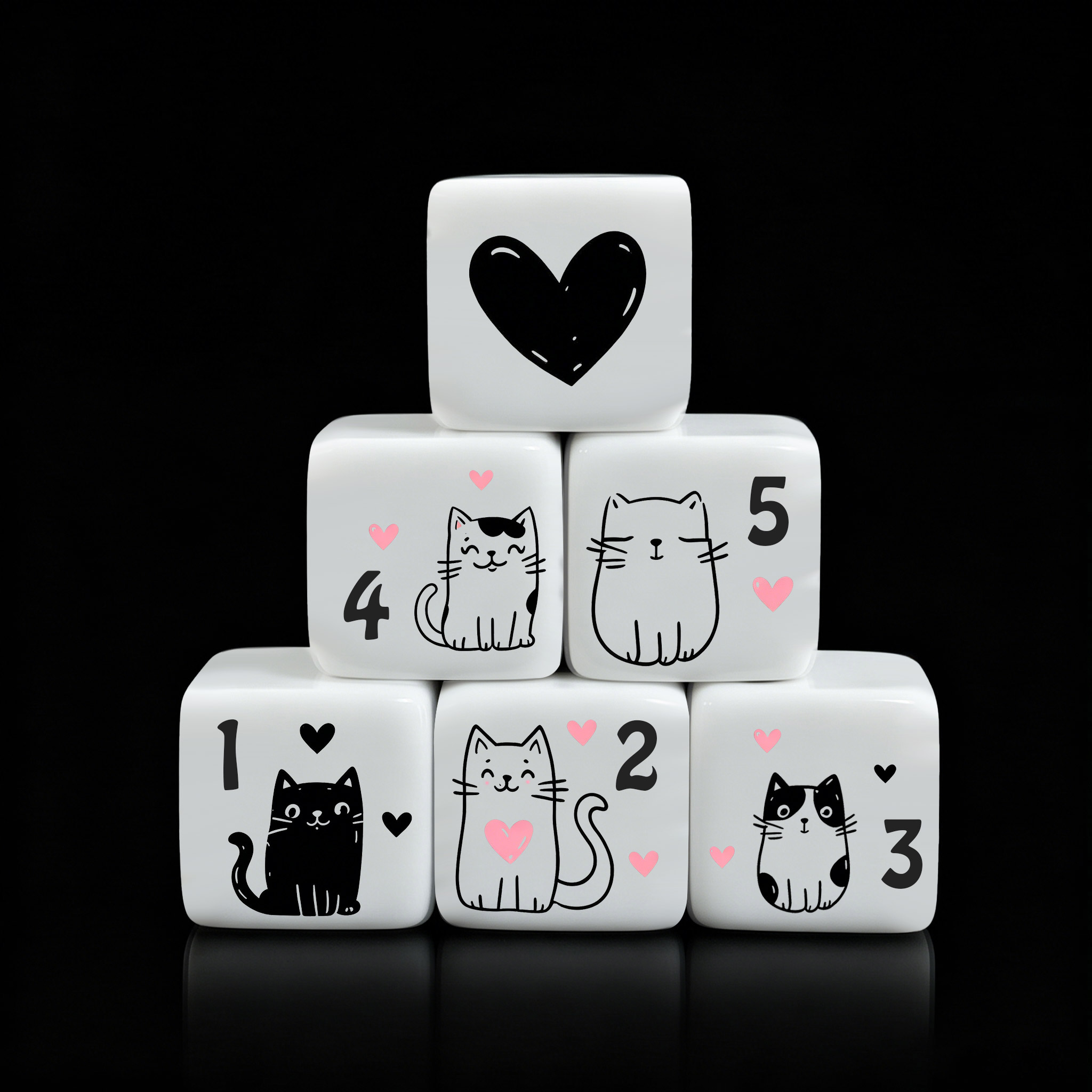 12Pcs/Set 16mm Cute Cat Dice,  - đánh giá và giá Board Game Illustration